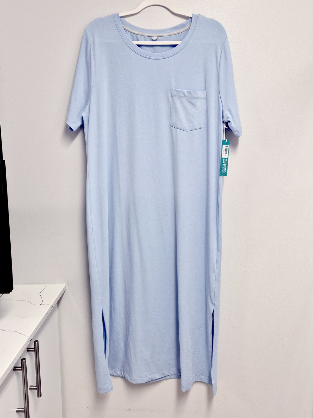 Sweetlegs Light Blue Short Sleeve Pocket Tee Dress